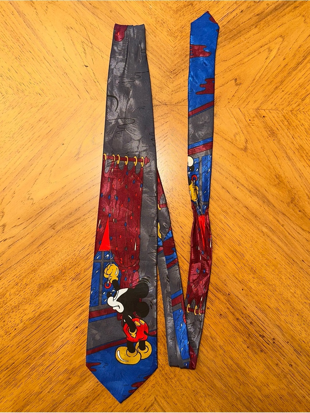 Vintage Mickey Mouse Unlimited Men's Neck Tie Rainy Day Window Disney 90s